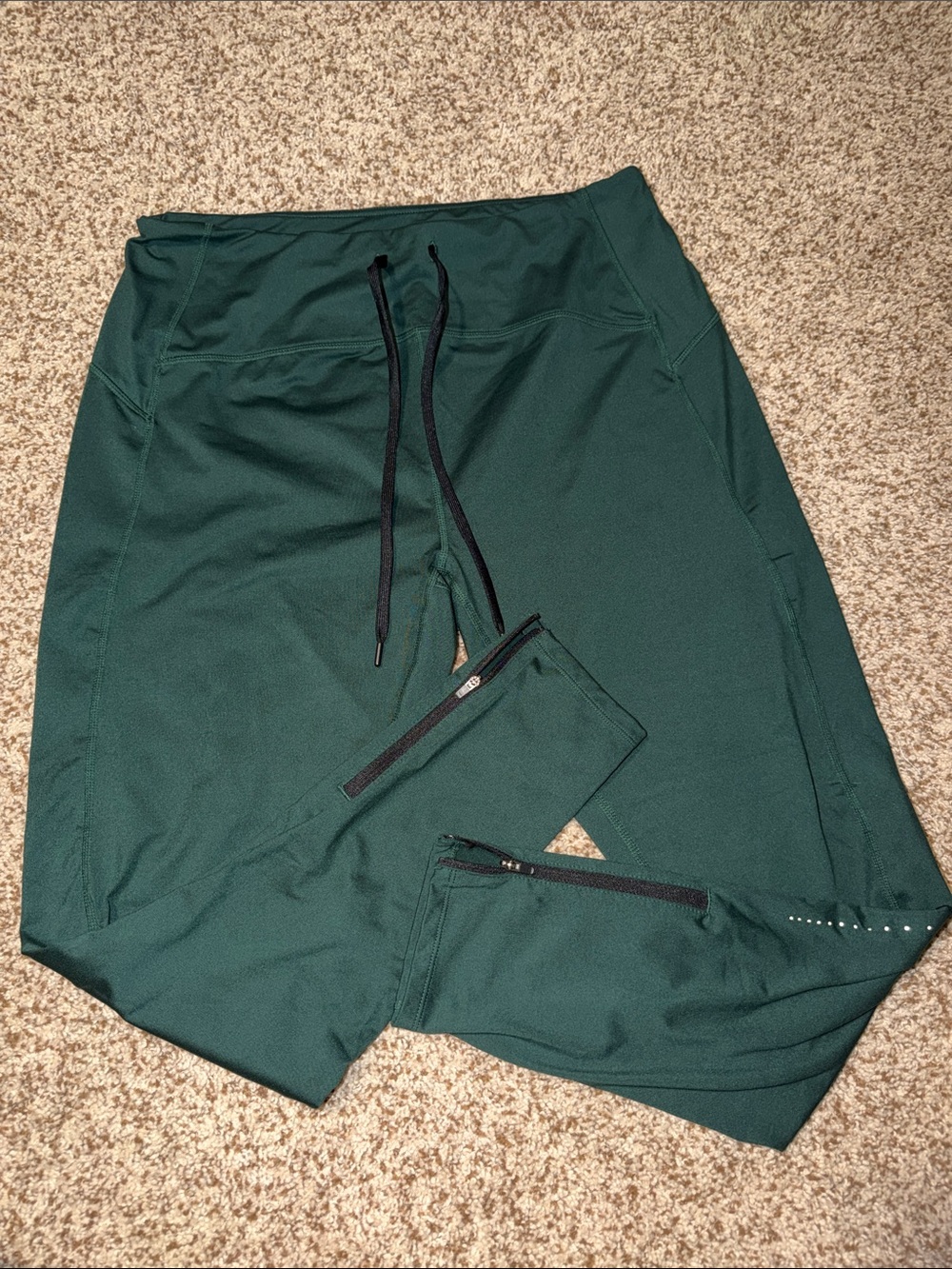 Women's Zella Deep Green Athletic Joggers with Zipper Ankles